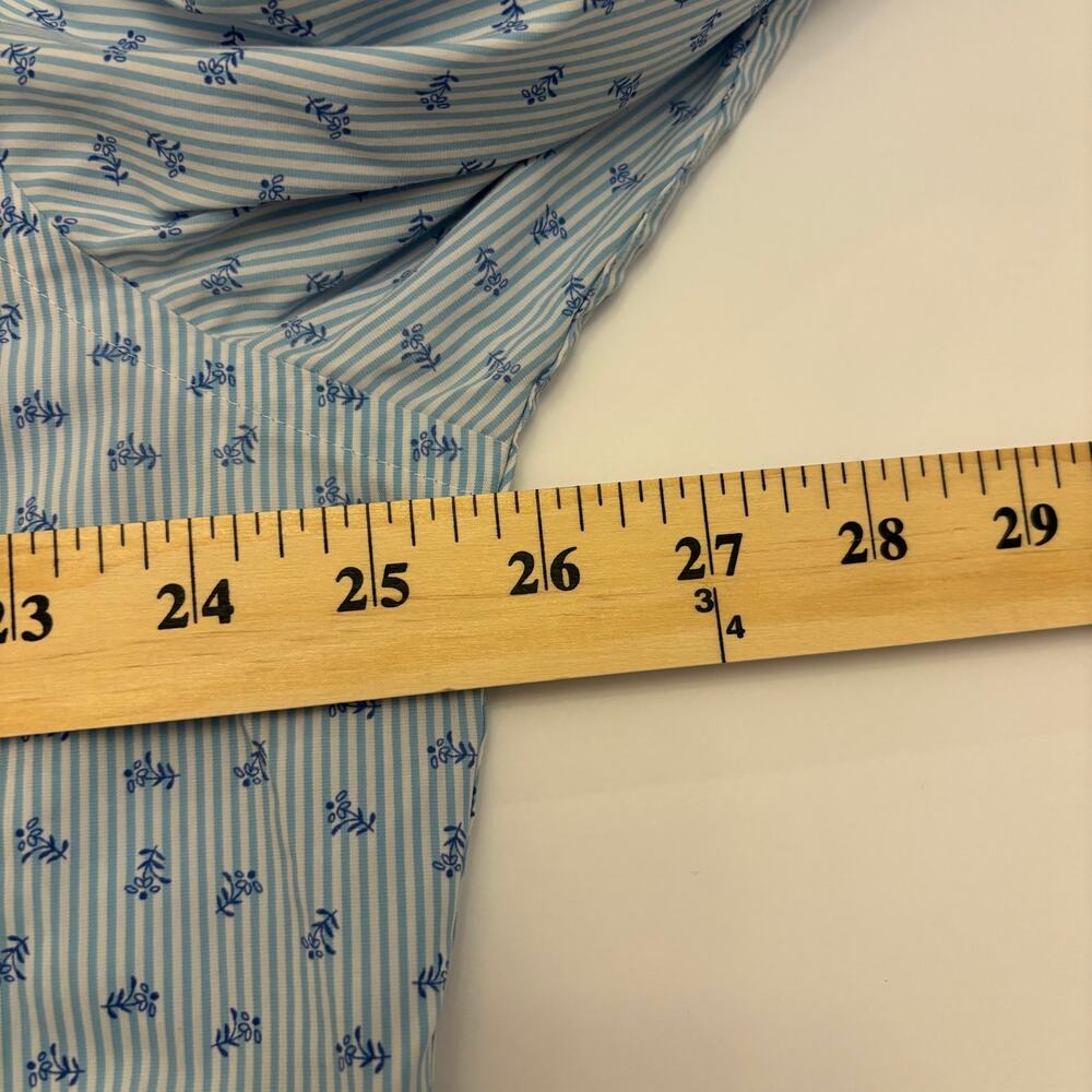 Lands' End Tailored Fit Dress Shirt Blue Floral Stripe XL 17-17.5 Men's - Picture 4 of 6